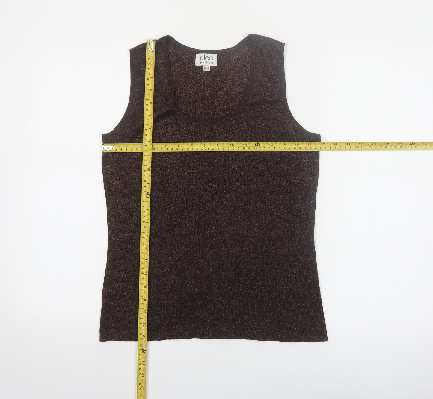 Cleo Petites Brown Knit Sleeveless Tank Top Size M Women's