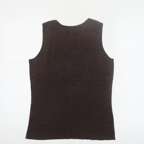 Cleo Petites Brown Knit Sleeveless Tank Top Size M Women's