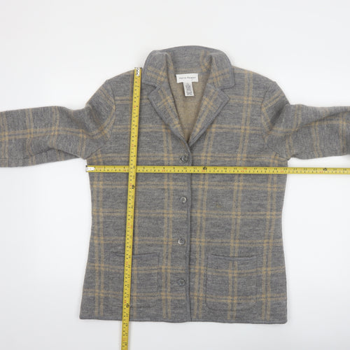 Rena Rowan Womens Grey Plaid Wool Cardigan Jacket Size M