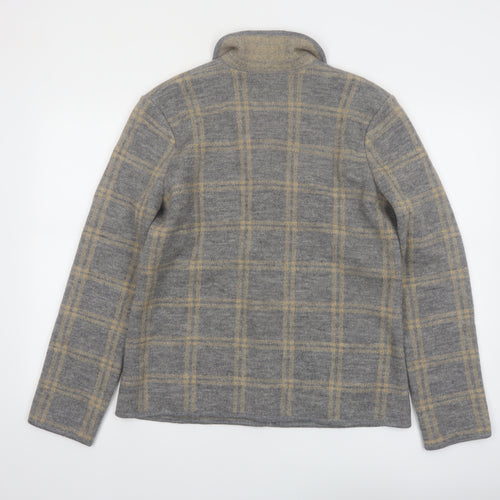Rena Rowan Womens Grey Plaid Wool Cardigan Jacket Size M
