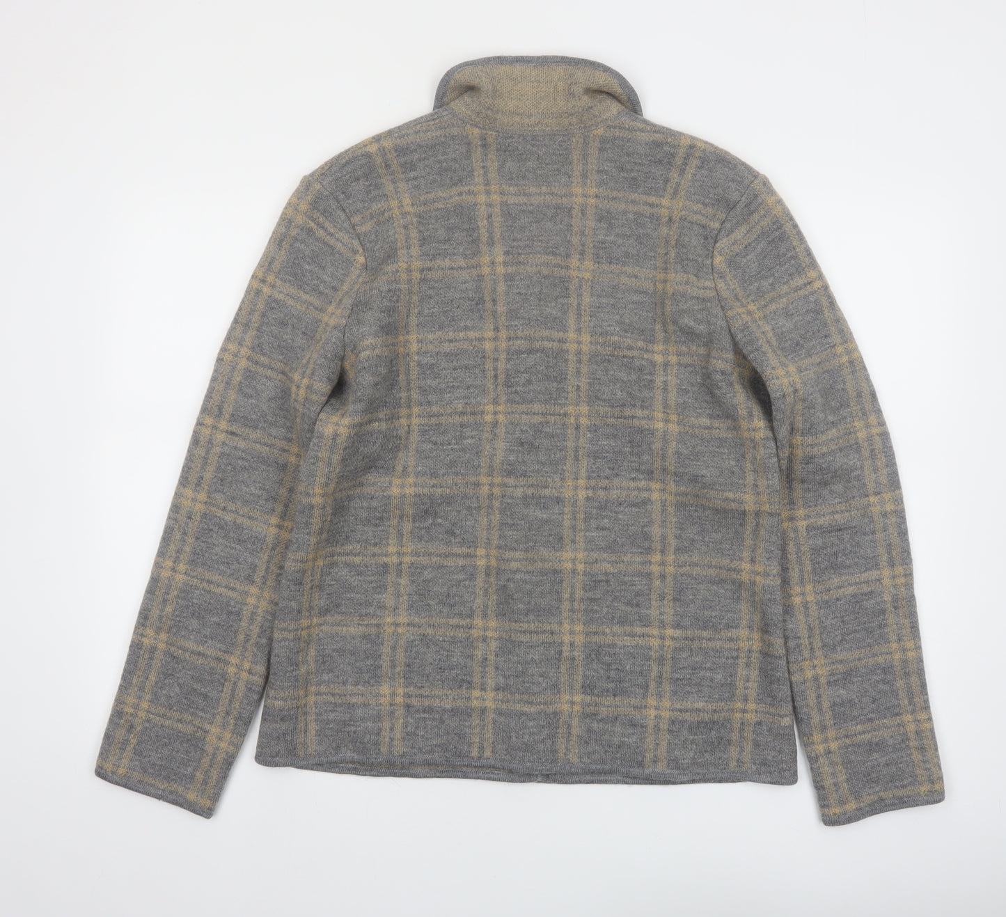 Rena Rowan Womens Grey Plaid Wool Cardigan Jacket Size M