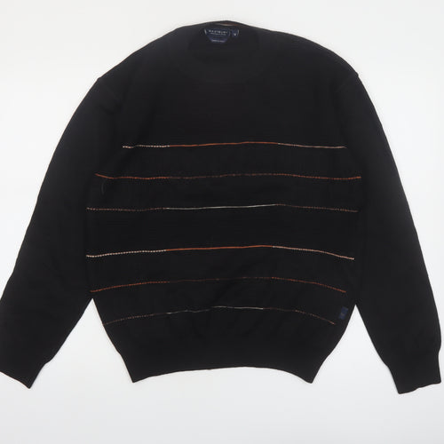 Westbury Men’s Black Wool Striped Crew Neck Jumper M