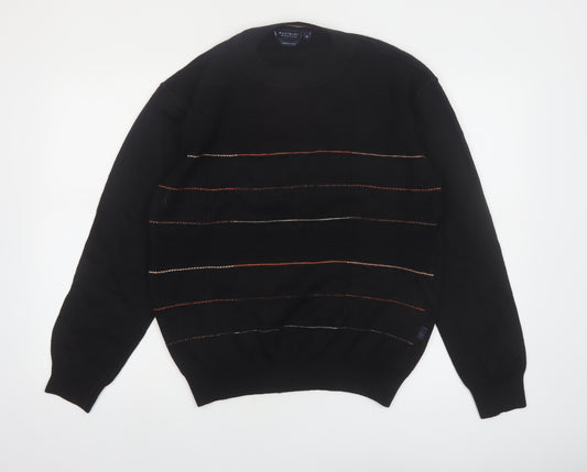 Westbury Men’s Black Wool Striped Crew Neck Jumper M