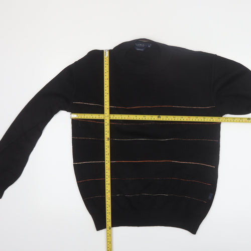 Westbury Men’s Black Wool Striped Crew Neck Jumper M