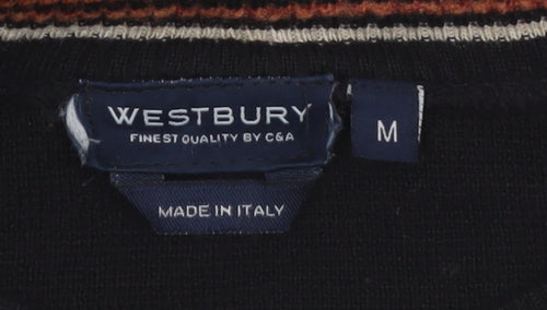 Westbury Men’s Black Wool Striped Crew Neck Jumper M