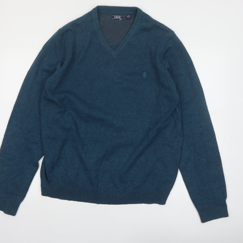 IZOD Men's Blue Cotton V-Neck Pullover Jumper Size L