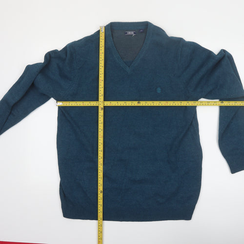 IZOD Men's Blue Cotton V-Neck Pullover Jumper Size L