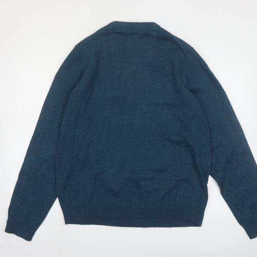 IZOD Men's Blue Cotton V-Neck Pullover Jumper Size L