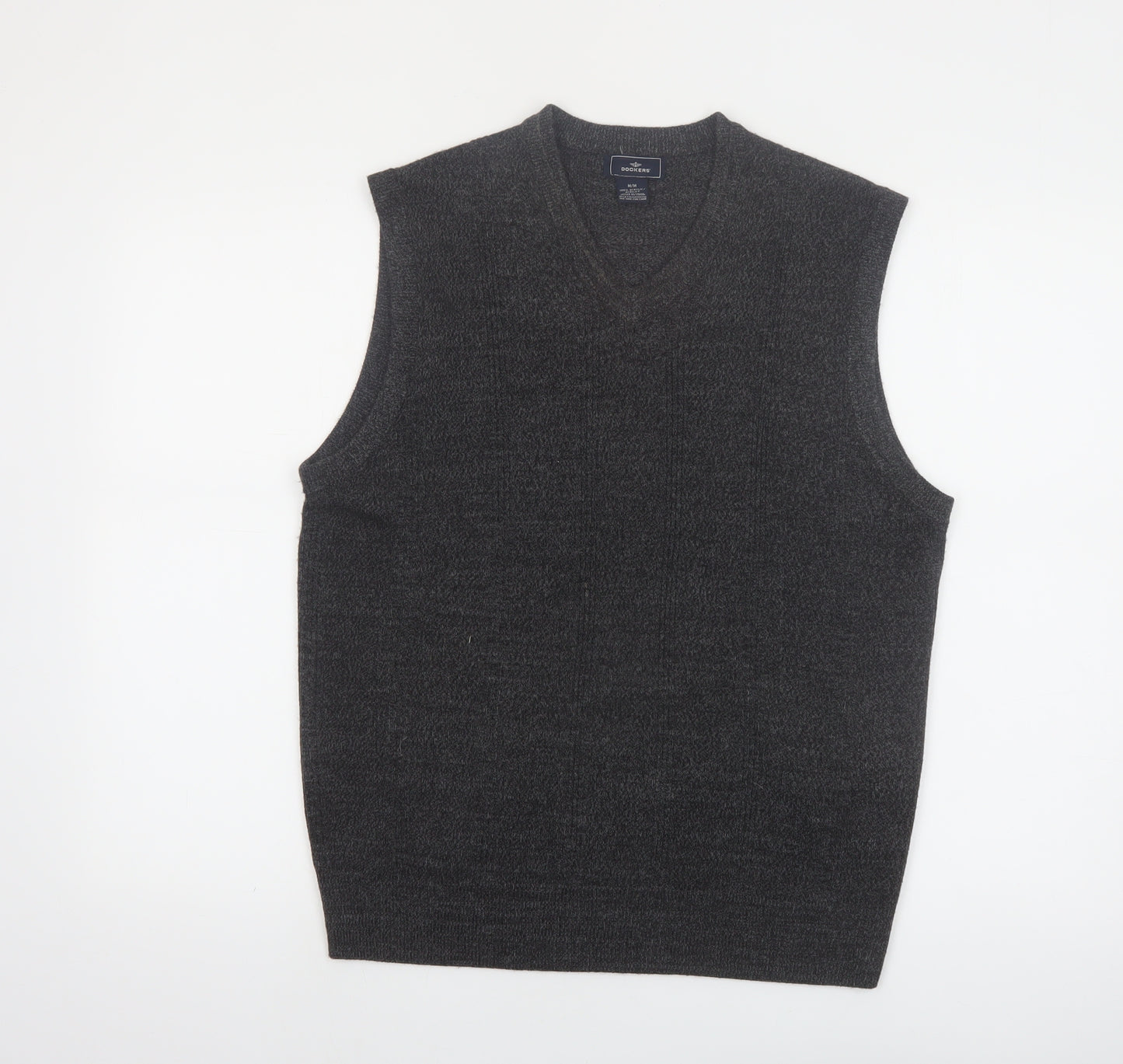 Dockers Mens Grey Acrylic V-Neck Knit Sleeveless Vest M