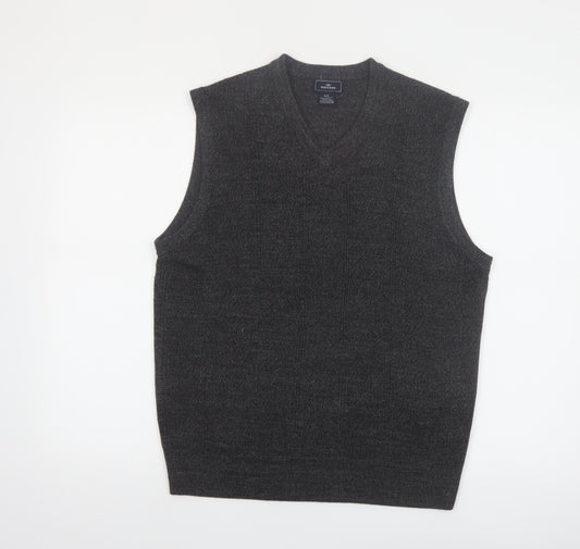 Dockers Mens Grey Acrylic V-Neck Knit Sleeveless Vest M