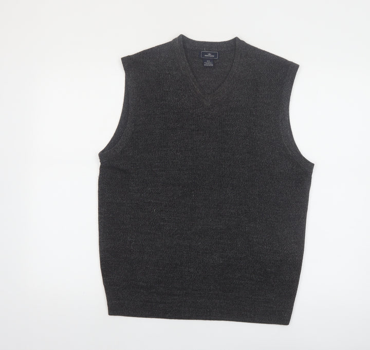 Dockers Mens Grey Acrylic V-Neck Knit Sleeveless Vest M