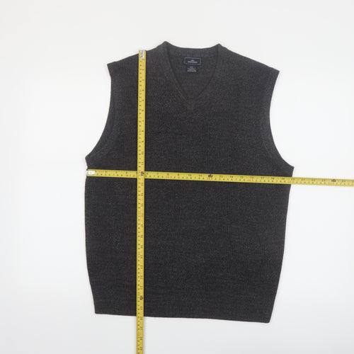 Dockers Mens Grey Acrylic V-Neck Knit Sleeveless Vest M