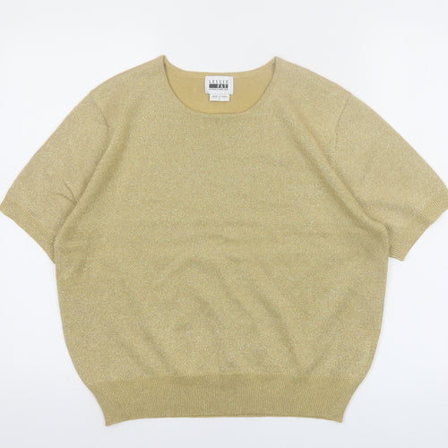 Leslie Fay Women's Gold Knit Short Sleeve Top Size L
