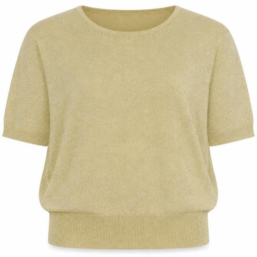 Leslie Fay Women's Gold Knit Short Sleeve Top Size L