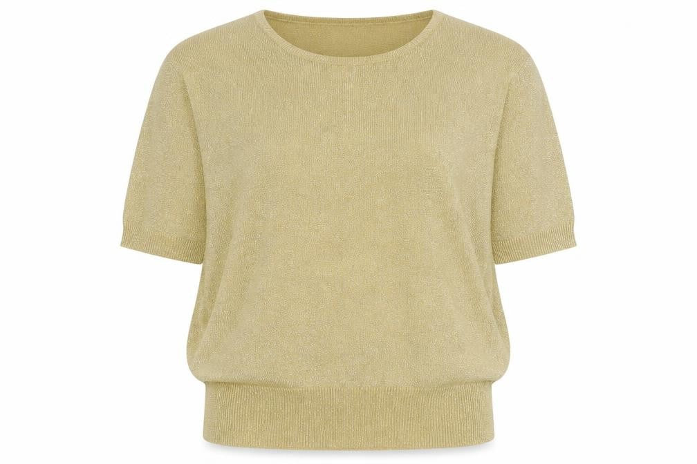 Leslie Fay Women's Gold Knit Short Sleeve Top Size L