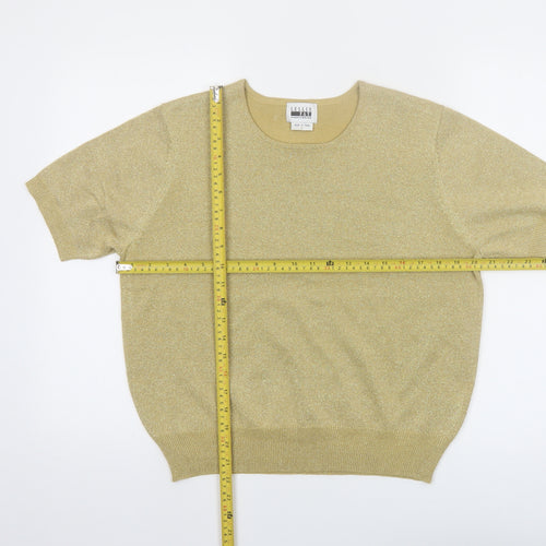 Leslie Fay Women's Gold Knit Short Sleeve Top Size L