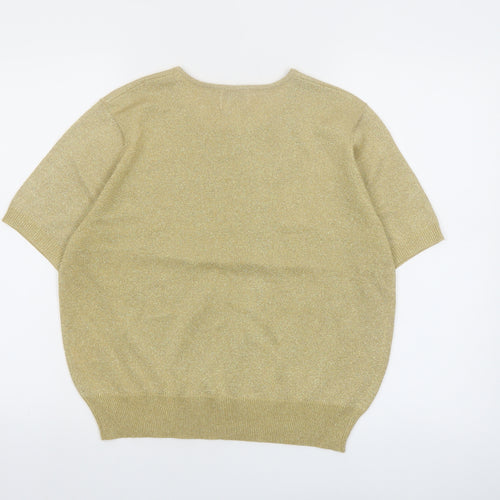 Leslie Fay Women's Gold Knit Short Sleeve Top Size L