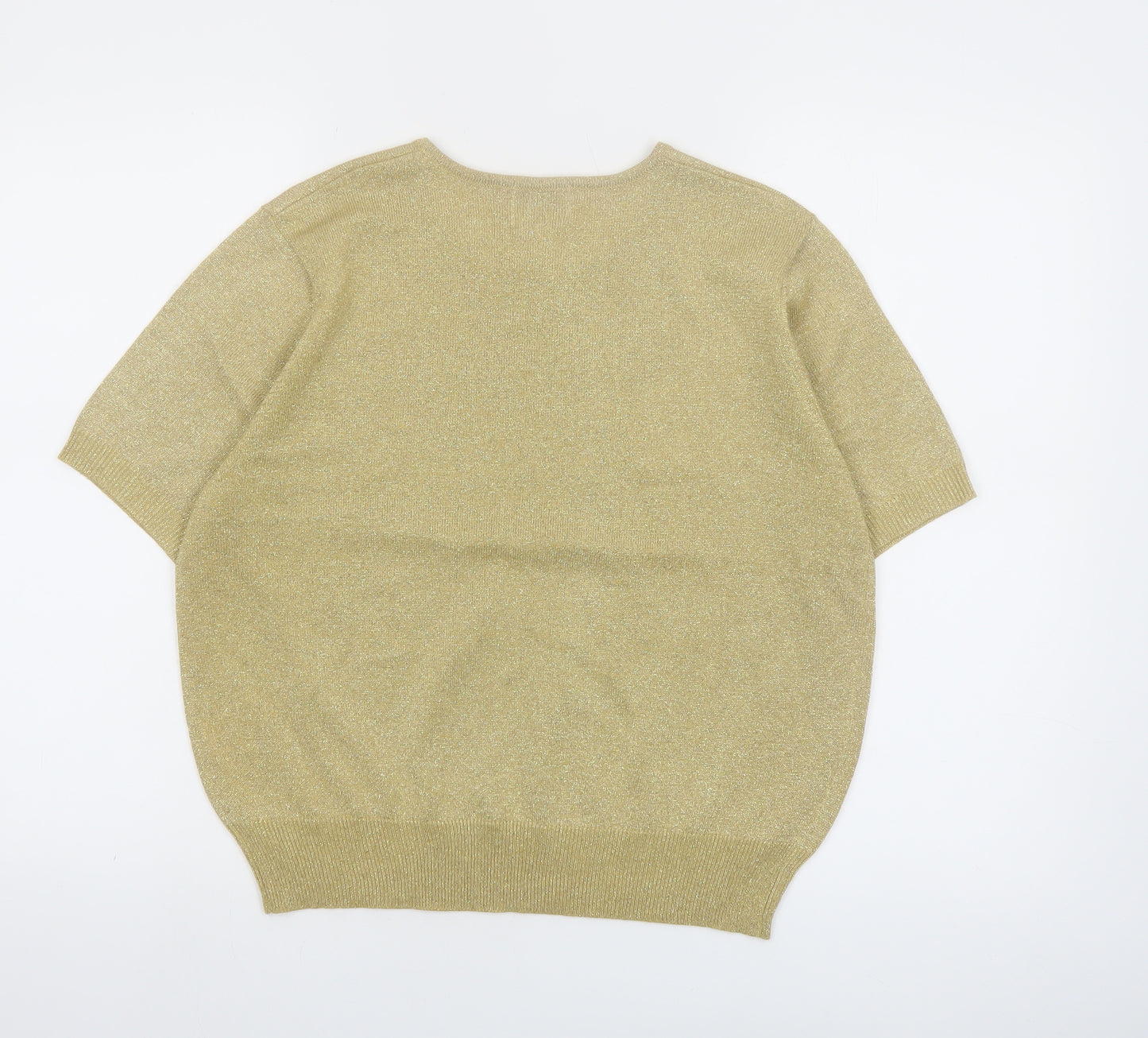 Leslie Fay Women's Gold Knit Short Sleeve Top Size L