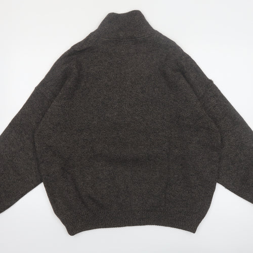 Aklanda Men's Brown Wool Henley Jumper Size L Classic Knit