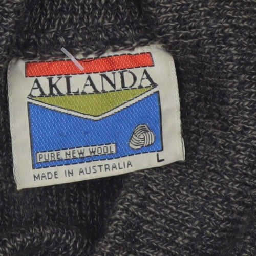 Aklanda Men's Brown Wool Henley Jumper Size L Classic Knit