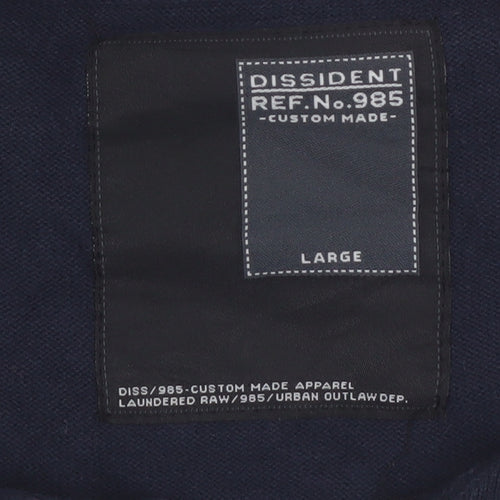 Dissident Men's Blue Argyle V-Neck Cotton Jumper Size L