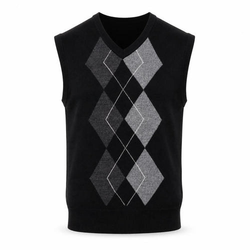 Dockers Men's Black Argyle Sleeveless V-Neck Knit Vest L