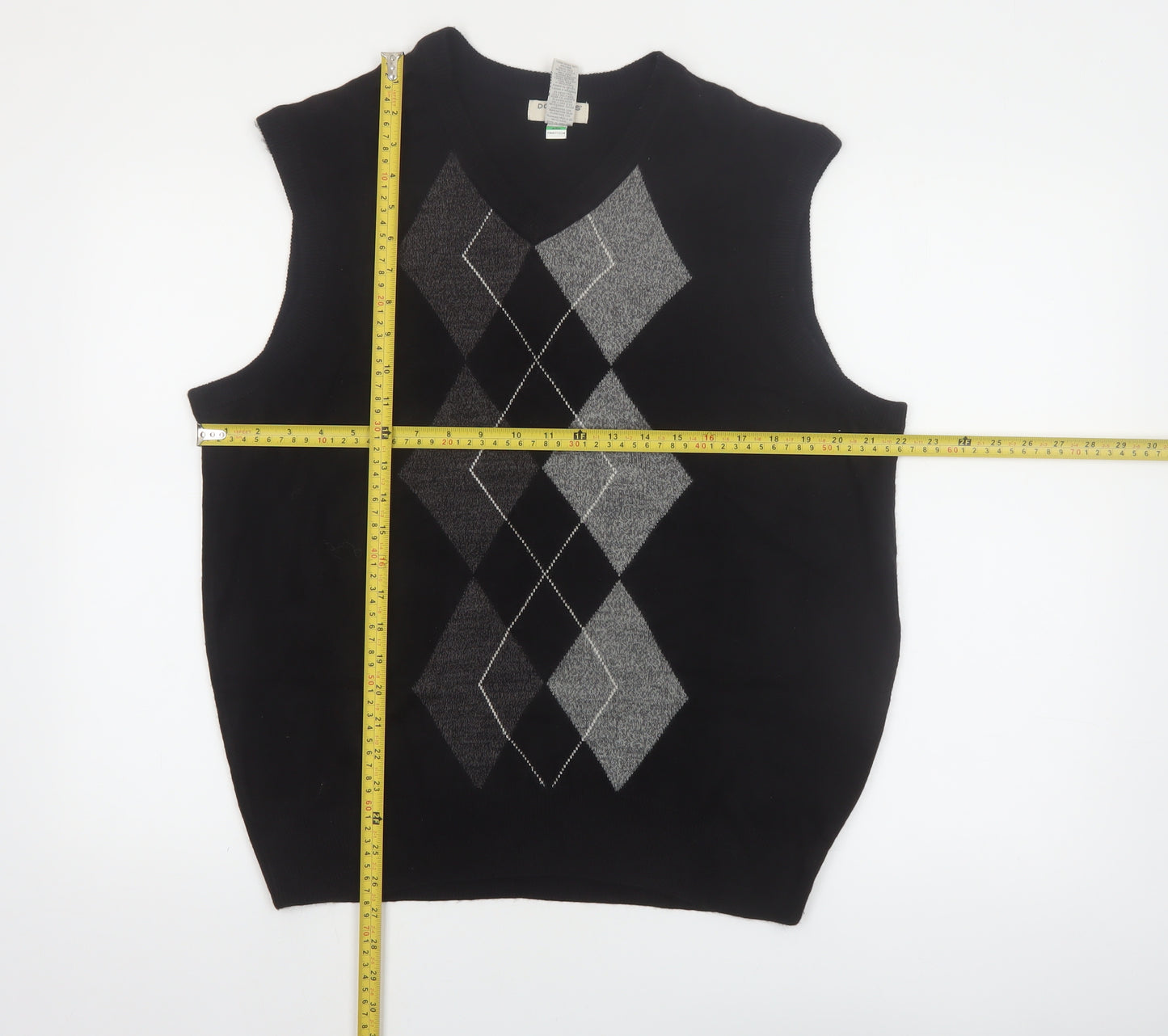 Dockers Men's Black Argyle Sleeveless V-Neck Knit Vest L