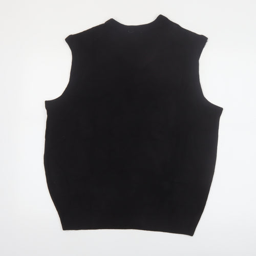 Dockers Men's Black Argyle Sleeveless V-Neck Knit Vest L