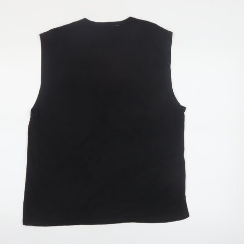 H&H Men Black Silk Blend Sleeveless V-Neck Vest Jumper M