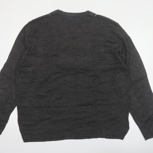 Arnold Palmer Men's Grey XL V-Neck Striped Knit Pullover Jumper
