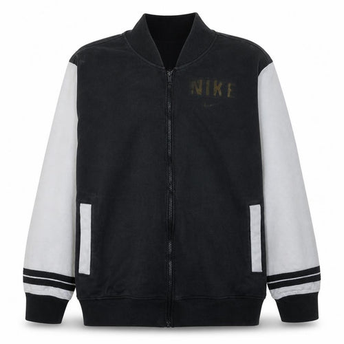 Nike Men's Black XL Varsity Activewear Jacket Full Zip Cotton Blend