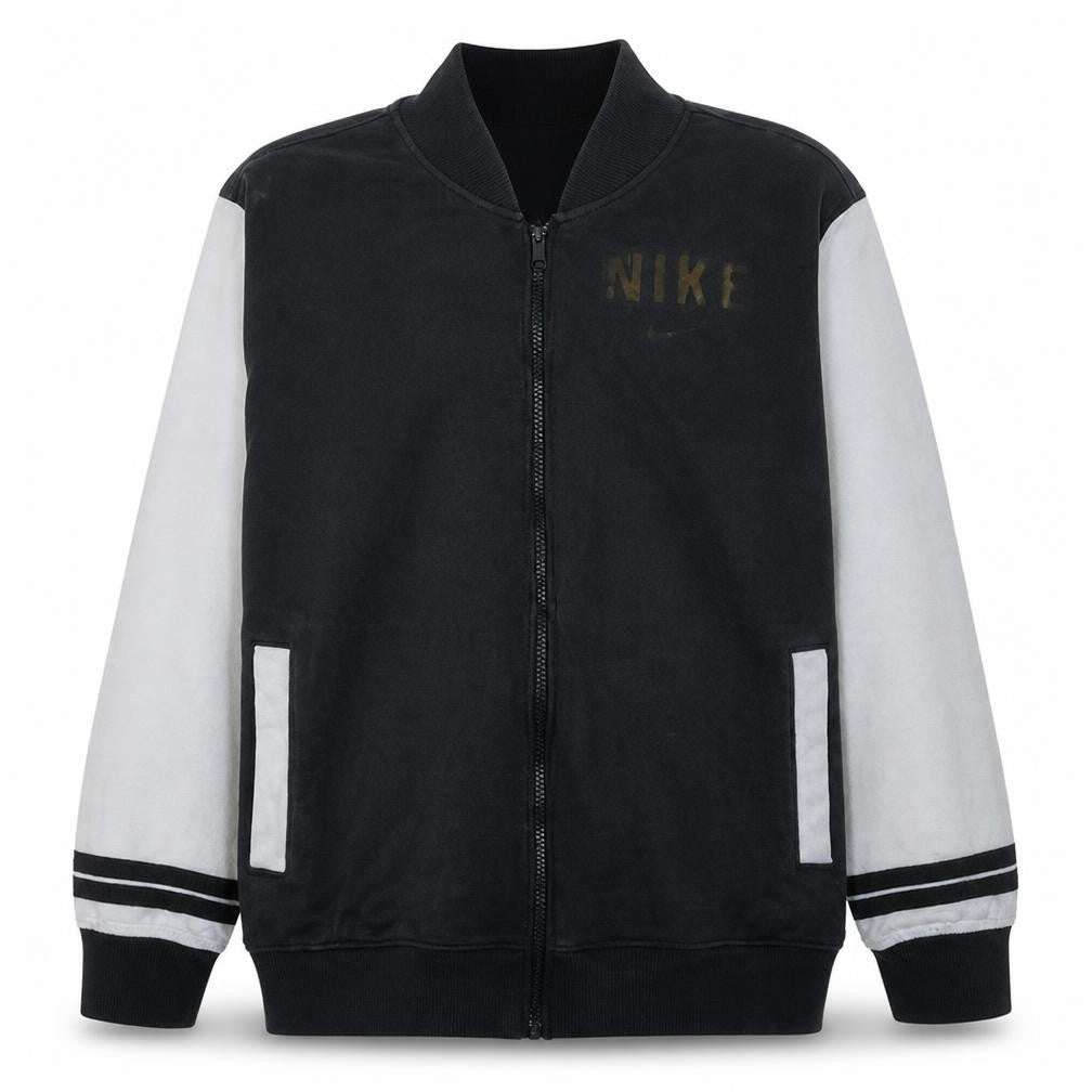 Nike Men's Black XL Varsity Activewear Jacket Full Zip Cotton Blend