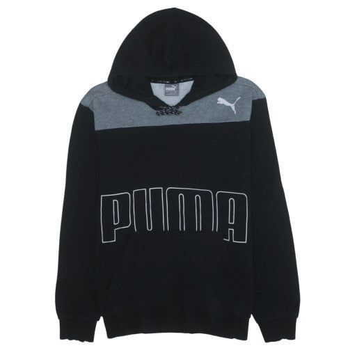 Puma Men's Black Small Pullover Hoodie with Logo Print