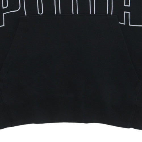 Puma Men's Black Small Pullover Hoodie with Logo Print