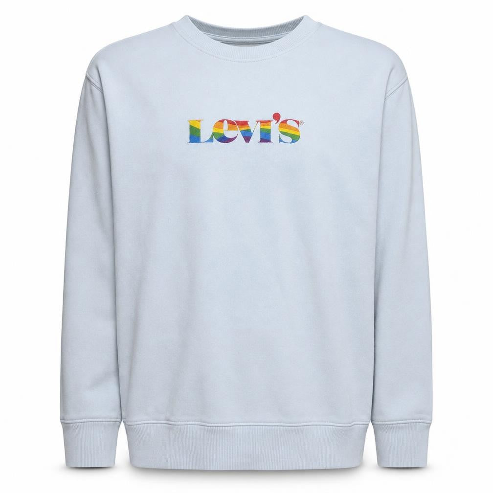 Front view of Levi's Men's White 2XL Relaxed Fit Crew Neck Graphic Sweatshirt
