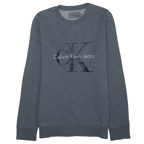 Calvin Klein Jeans Men's Grey Logo Pullover Sweatshirt M