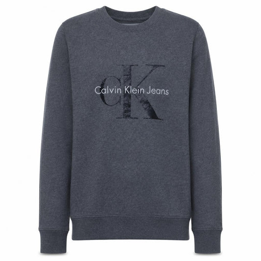 Front view of Calvin Klein Jeans Men's Grey Logo Pullover Sweatshirt M