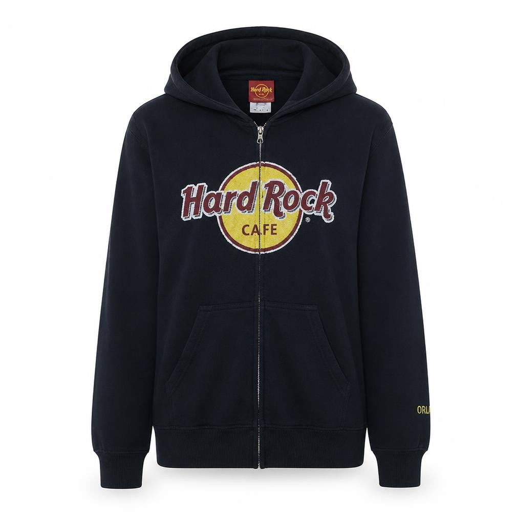 Hard Rock Cafe Women's Black Full Zip Hoodie Size M Cotton Blend