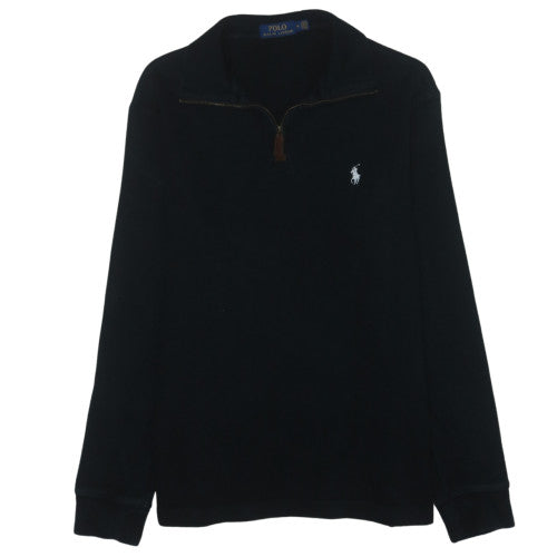 Ralph Lauren Men's Black 1/4 Zip Cotton Jumper - Size M Classic Fit