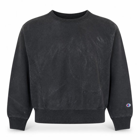 Front view of Champion women’s black small crew neck reverse weave sweatshirt
