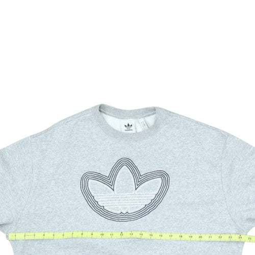 Adidas Women Grey Crew Neck Pullover Sweatshirt Size M Logo Design