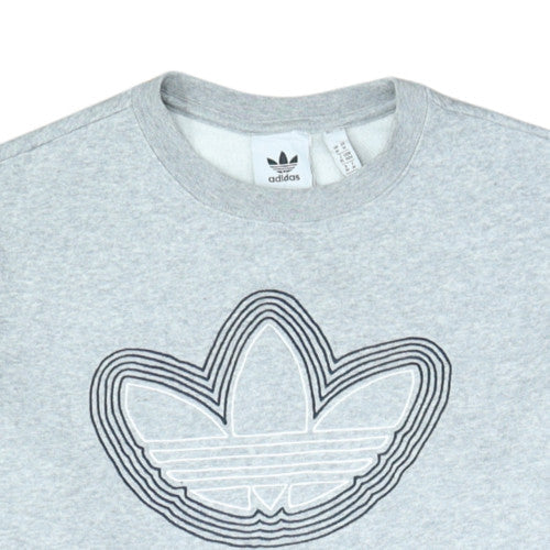 Adidas Women Grey Crew Neck Pullover Sweatshirt Size M Logo Design