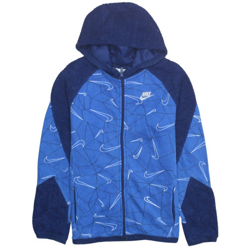 Nike Boys Blue Full Zip Fleece Hoodie XL 158-170cm Graphic Sportswear