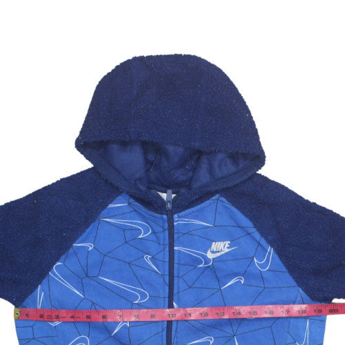 Nike Boys Blue Full Zip Fleece Hoodie XL 158-170cm Graphic Sportswear