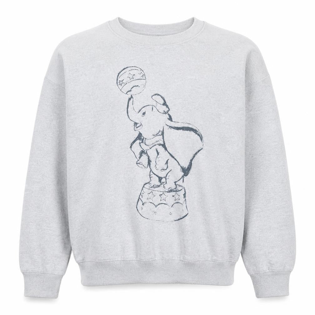 Front view of Disney unisex grey dumbo graphic print pullover sweatshirt s
