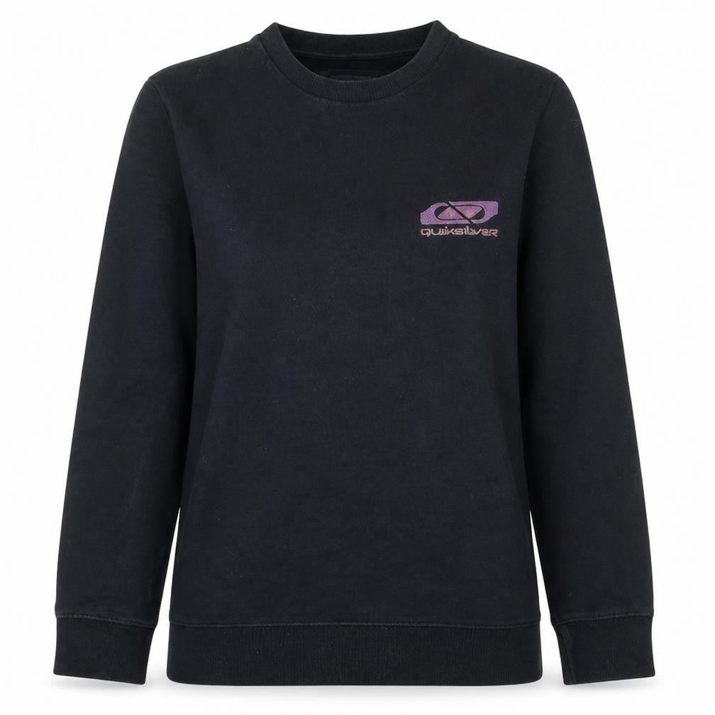 Front view of Quiksilver women’s black m pullover sweatshirt cotton blend