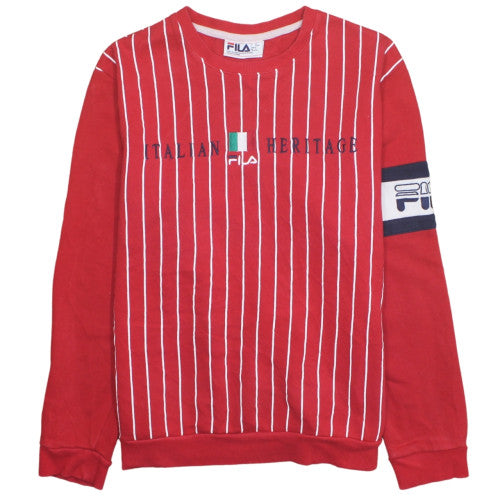 FILA Men's Red Italian Heritage Striped Sweatshirt L Crew Neck