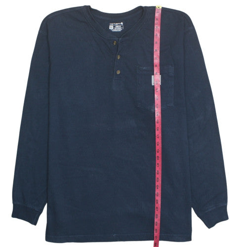 Carhartt Men's Navy Henley Long Sleeve Loose Fit T-Shirt XL