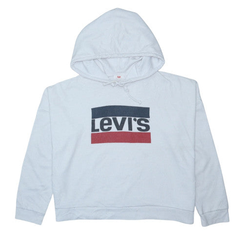 Levi's Women's White Pullover Hoodie Size L Logo Print Cotton Blend