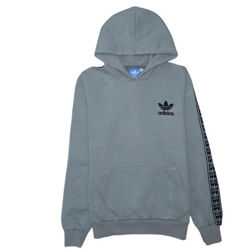 Adidas Men's Grey Pullover Hoodie Small Logo Fleece Sweatshirt